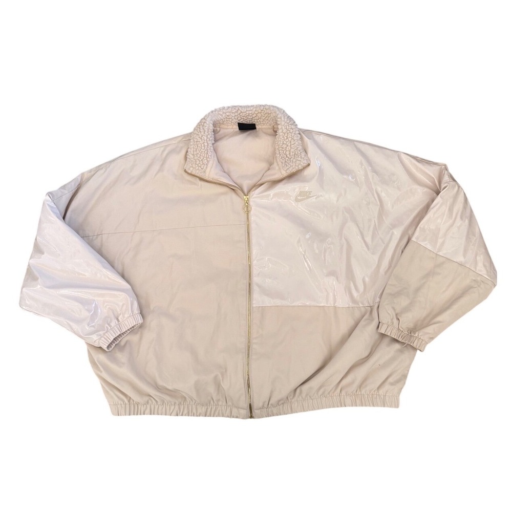Nike Sportswear Oversized Mixed Media Sherpa Collar Jacket Cream XXL CZ1870-140